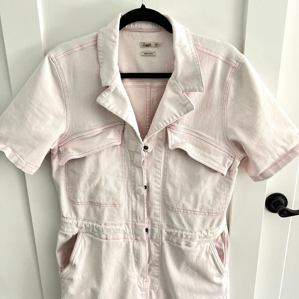 Faherty Blythe Cotton Pink Jumpsuit Coveralls Women's Size Medium - Picture 5 of 10